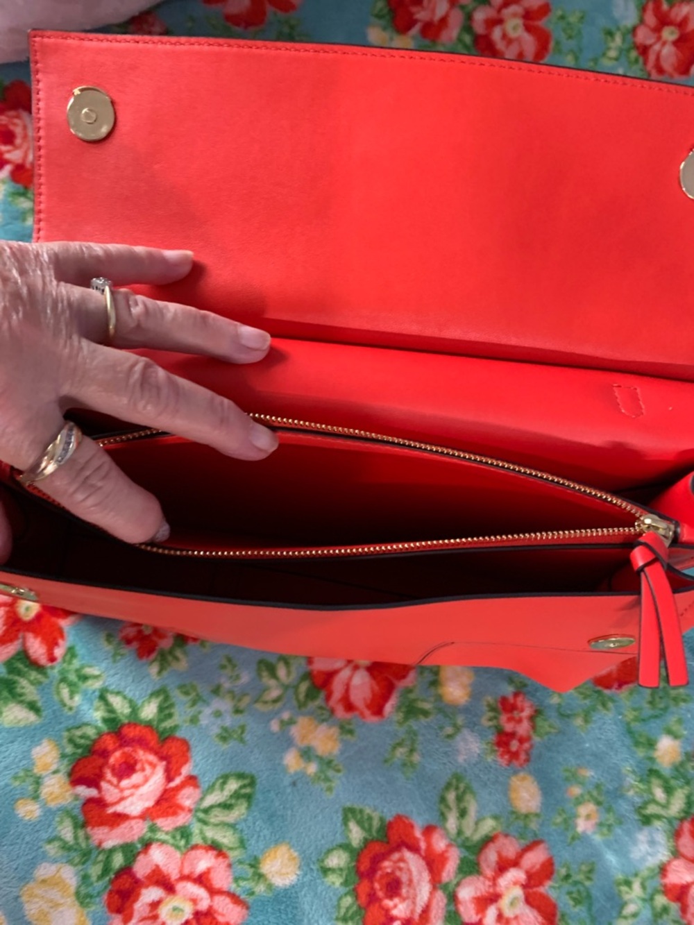Tory Burch Block T Leather Satchel Crossbody Bag Vibrant Red - Picture 15 of 15